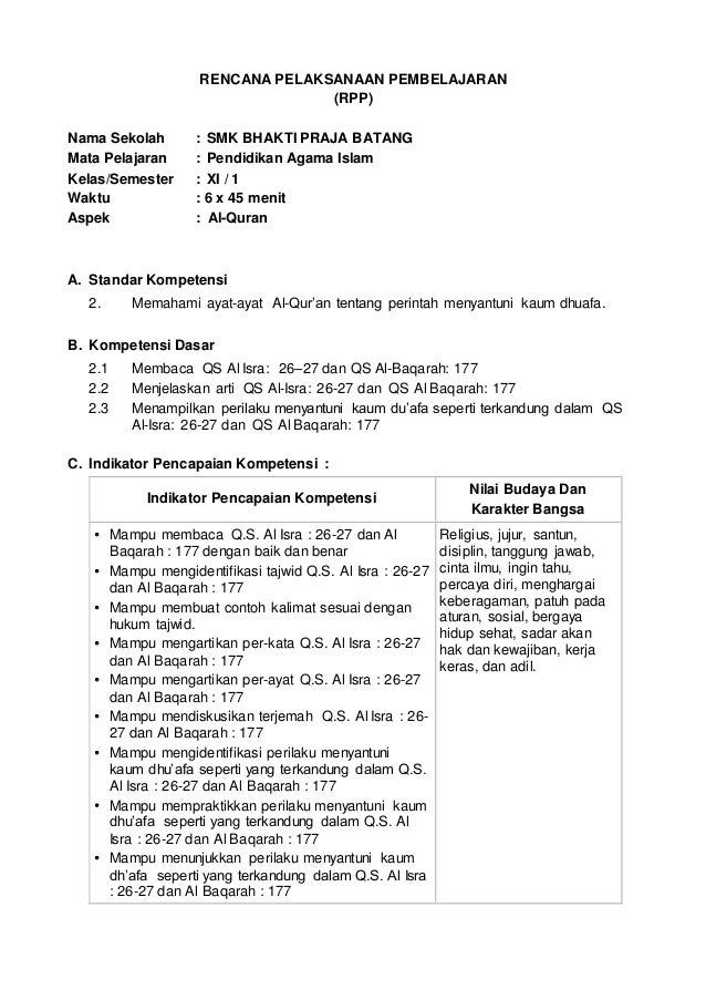 Rpp Pai Berkarakter Kls Xi Sms 1