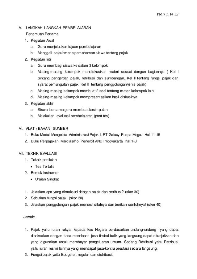 Rpp Pajak Semester Ganjil Smk