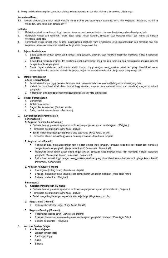 Contoh Rpp Penjas Untuk Sma.Rpp Penjas Kelas Xii Semester 