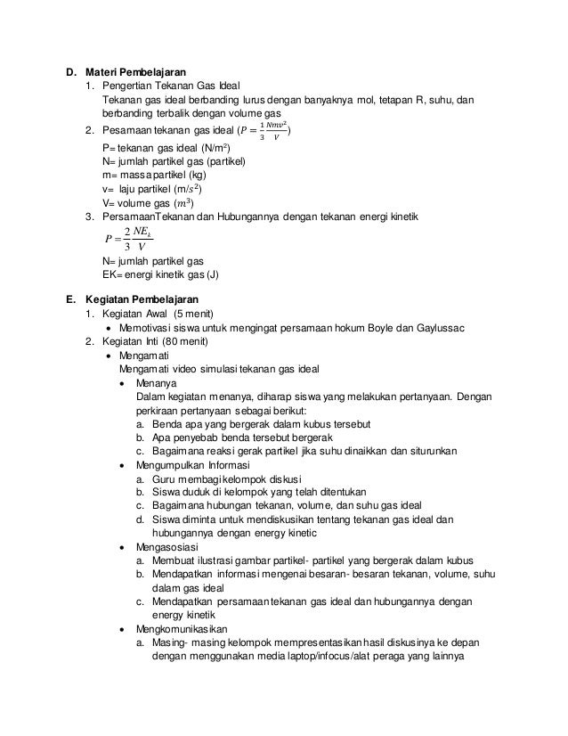 Persamaan Tekanan Gas Ideal Rpp