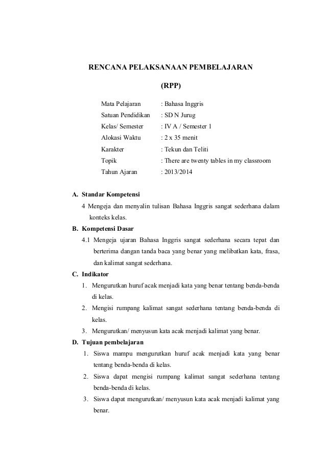 rpp bahasa inggris sd kelas 3