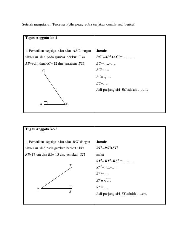 Kumpulan Soal Teorema Pythagoras Smp Kelas 8 Dan Jawaban Siswa Populer