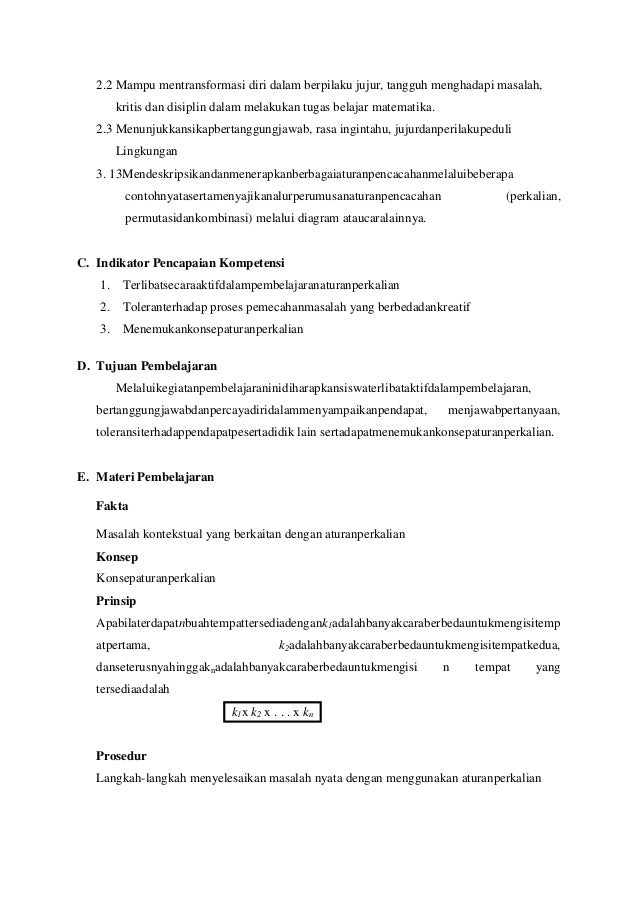 RPP MATEMATIKA KURIKULUM 2013 ATURAN PERKALIAN