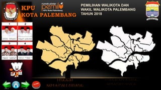 Bogor Barat
Bogor Utara
Bogor Selatan
PEMILIHAN WALIKOTA DAN
WAKIL WALIKOTA PALEMBANG
TAHUN 2018
KPU
KOTA PALEMBANG
 