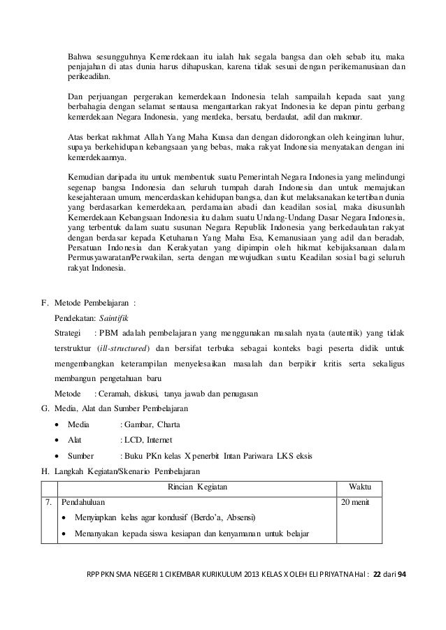 Rpp pkn kurikulum 2013 kls x 1415