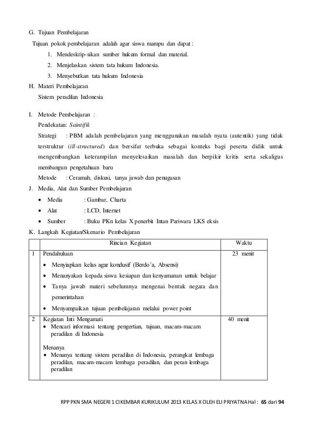 Rpp pkn kurikulum 2013 kls x 1415