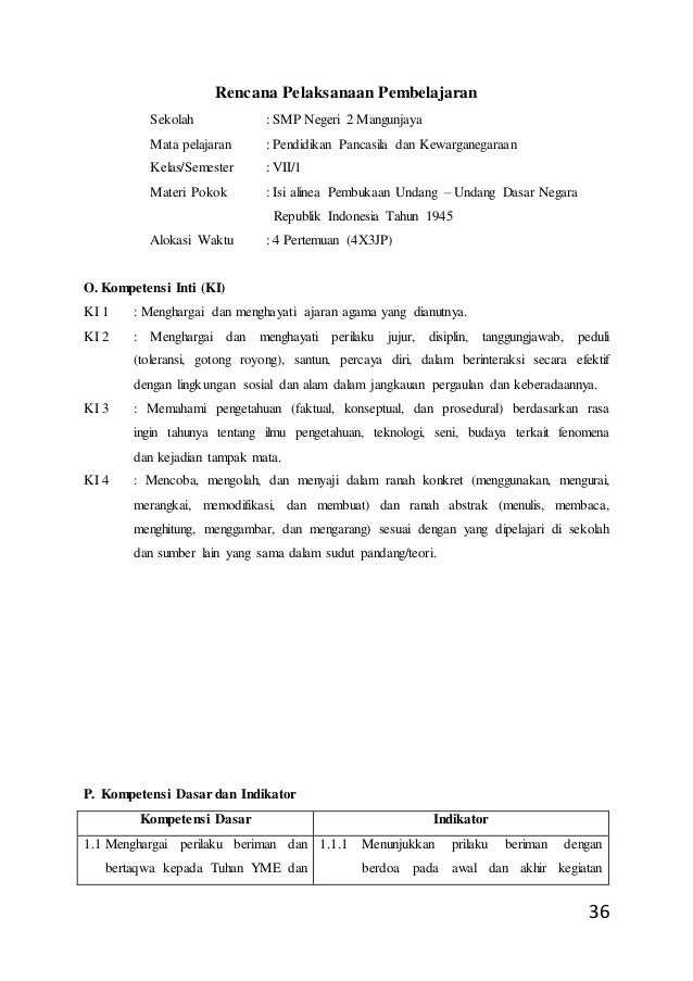 Rpp ppkn kelas 7 smp kurikulum 2013