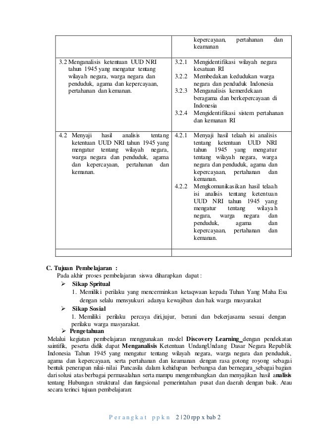 Rpp Ppkn Kls X Bab 2 Wilayah Dan Warga Negara