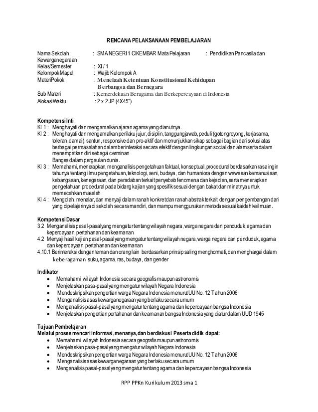 Rpp Ppkn Sma Xi Bab 2 Pertemuan 3