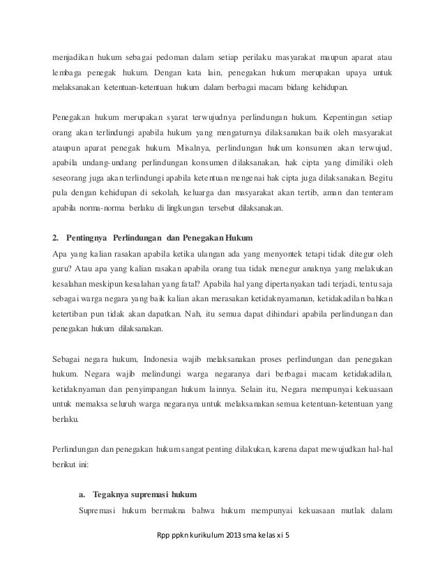 Rpp Ppkn Sma Xi Bab 5 Pertemuan 1