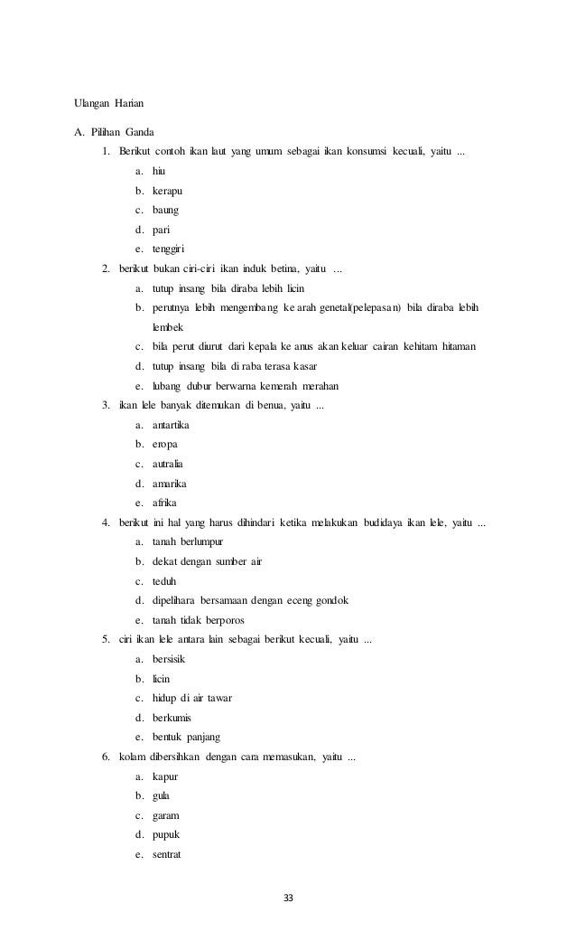 Soal Prakarya Kelas Xi Budidaya Ikan Konsumsi Guru Galeri