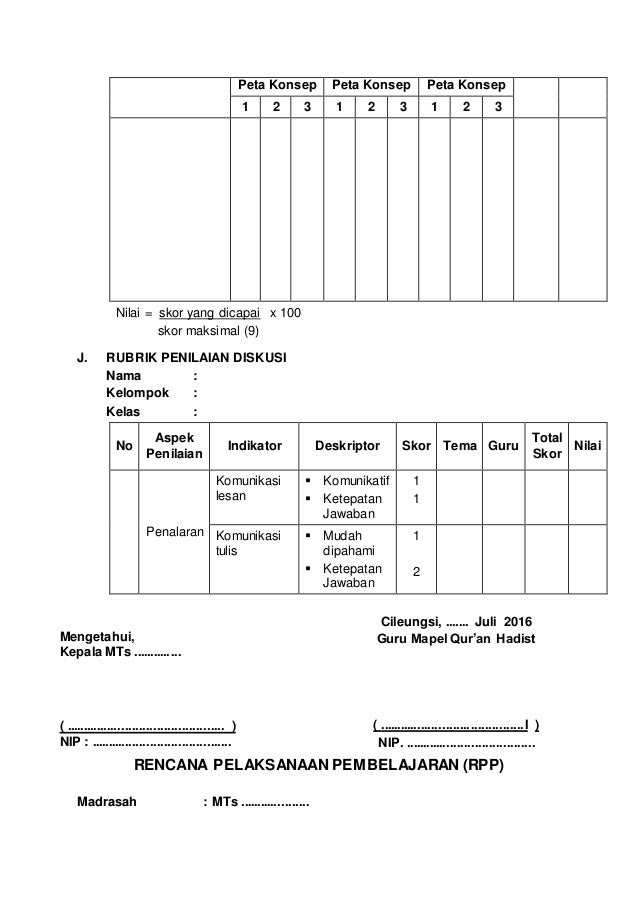 Rpp Quran Hadits VII 1 KTSP