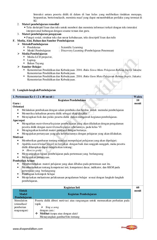 Rpp revisi 2016 bahasa inggris smp kelas 7 rpp diva pendidikan