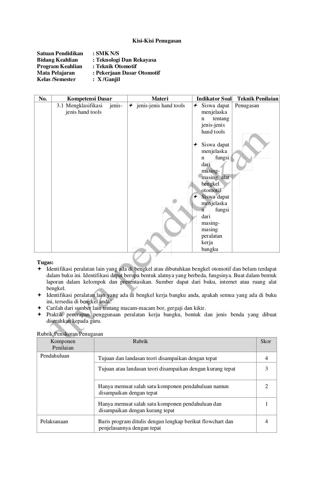 Rpp revisi 2016 pekerjaan dasar otomotif x smk rpp diva