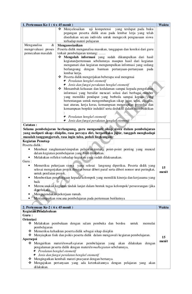 Rpp revisi 2016 pekerjaan dasar otomotif x smk rpp diva