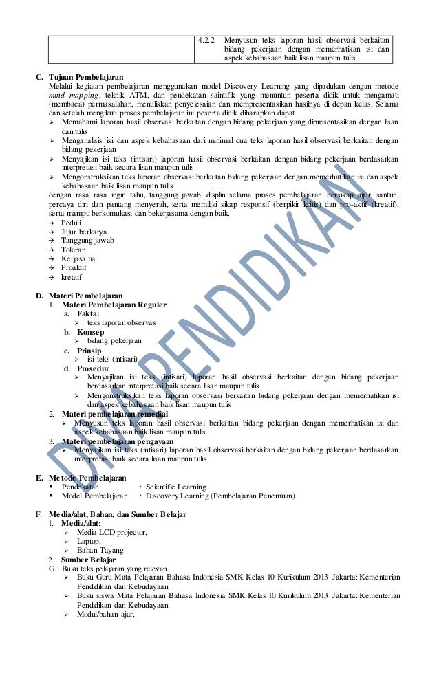 Rpp Revisi 2017 Bahasa Indonesia 10 Smk