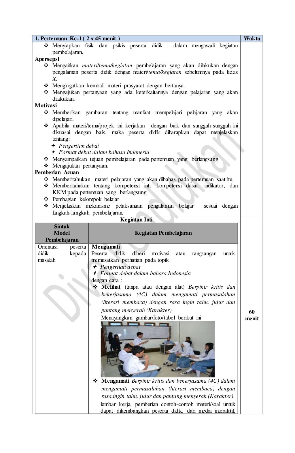RPP Revisi 2017 Bahasa Indonesia Peminatan Kelas 11 SMA