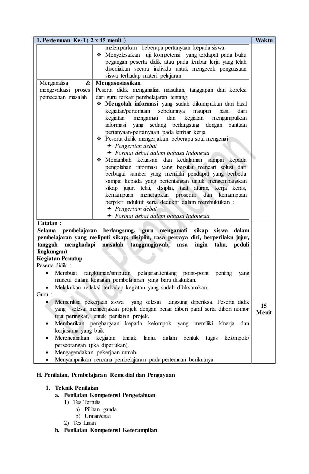 RPP Revisi 2017 Bahasa Indonesia Peminatan Kelas 11 SMA