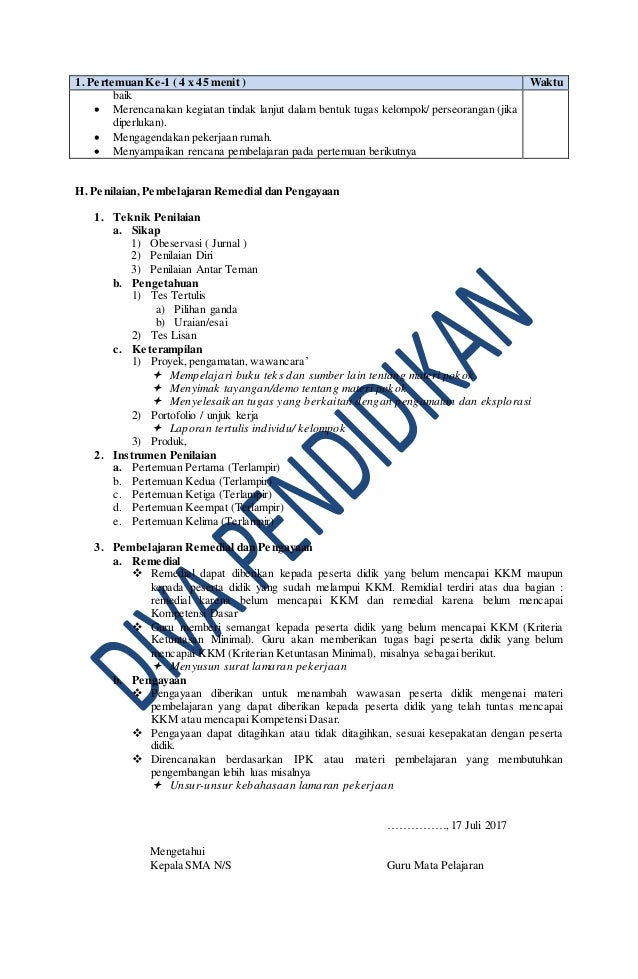 baik berperilaku surat 2017 Rpp revisi kelas wajib indonesia 12 bahasa sma