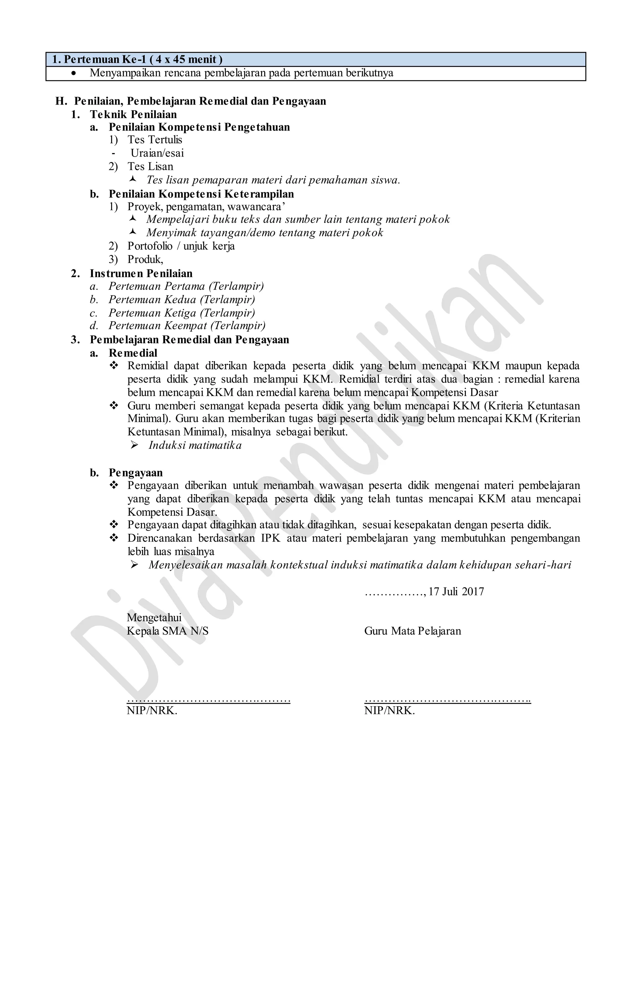 Rpp revisi 2017 matematika wajib kelas 11 sma | PDF