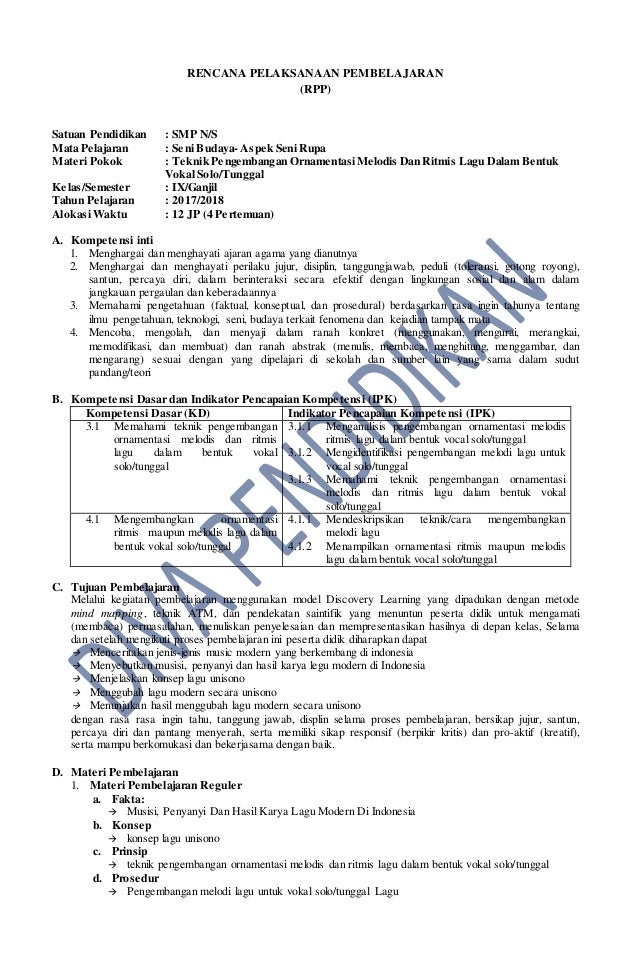rpp revisi 2017 seni budaya musik kelas 9 rpp revisi 2017 seni budaya musik kelas 9