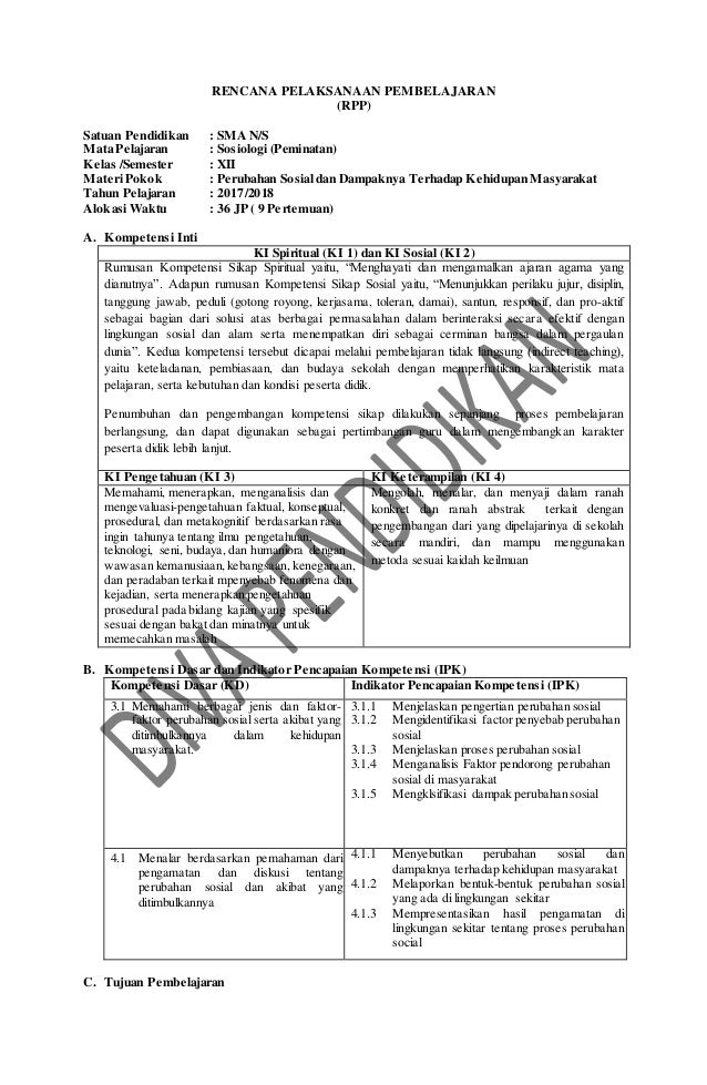 Rpp Revisi 2017 Sosiologi Kelas 12 Sma Rpp Revisi 2017 Sosiologi Kelas 12 Sma
