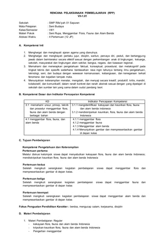 Rpp seni budaya kelas vii | DOCX