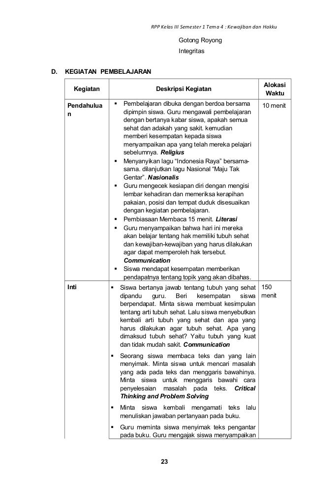 Rpp sd kelas 3 tema 4 kewajiban dan hakku revisi 2018