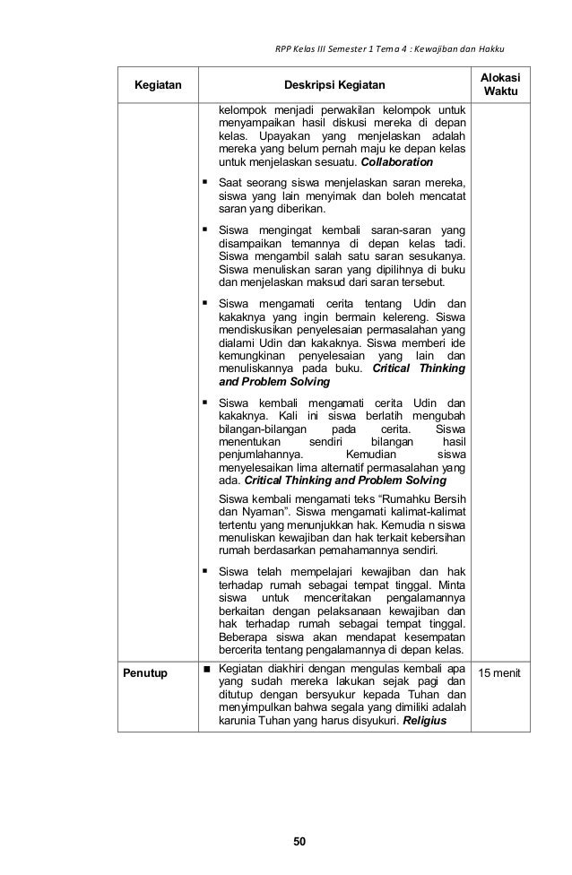 Rpp sd kelas 3 tema 4 kewajiban dan hakku revisi 2018