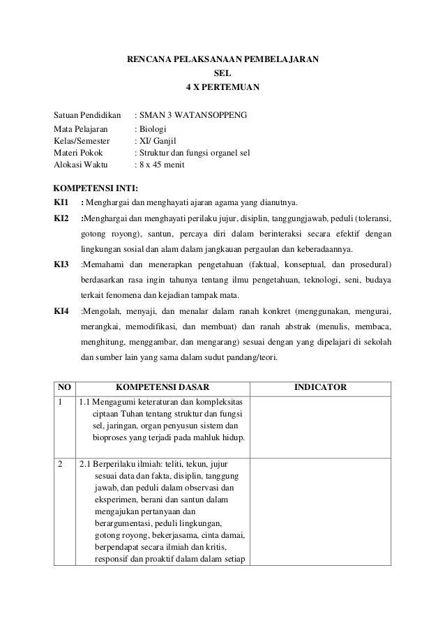 Rpp Sel 1 Kelas Xi Kurikulum 2013 Rpp Sel 1 Kelas Xi Kurikulum 2013