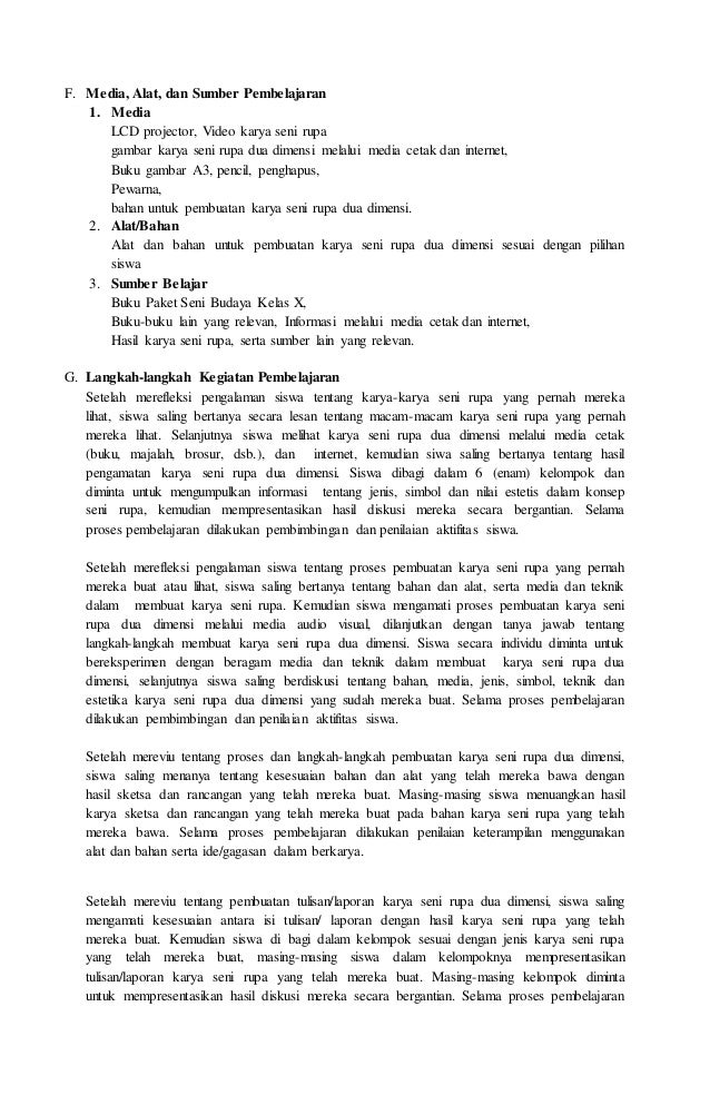 Rpp Seni Budaya Kurikulum 2013 seni rupa http 