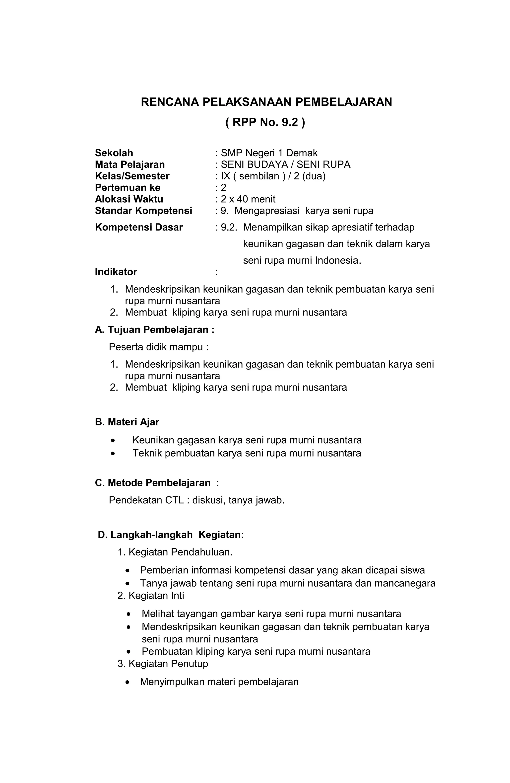 Rpp seni rupa ix 2 | DOC