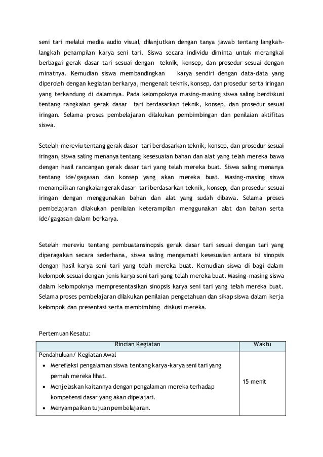 Rpp Seni Budaya Kurikulum 2013 seni tari http 