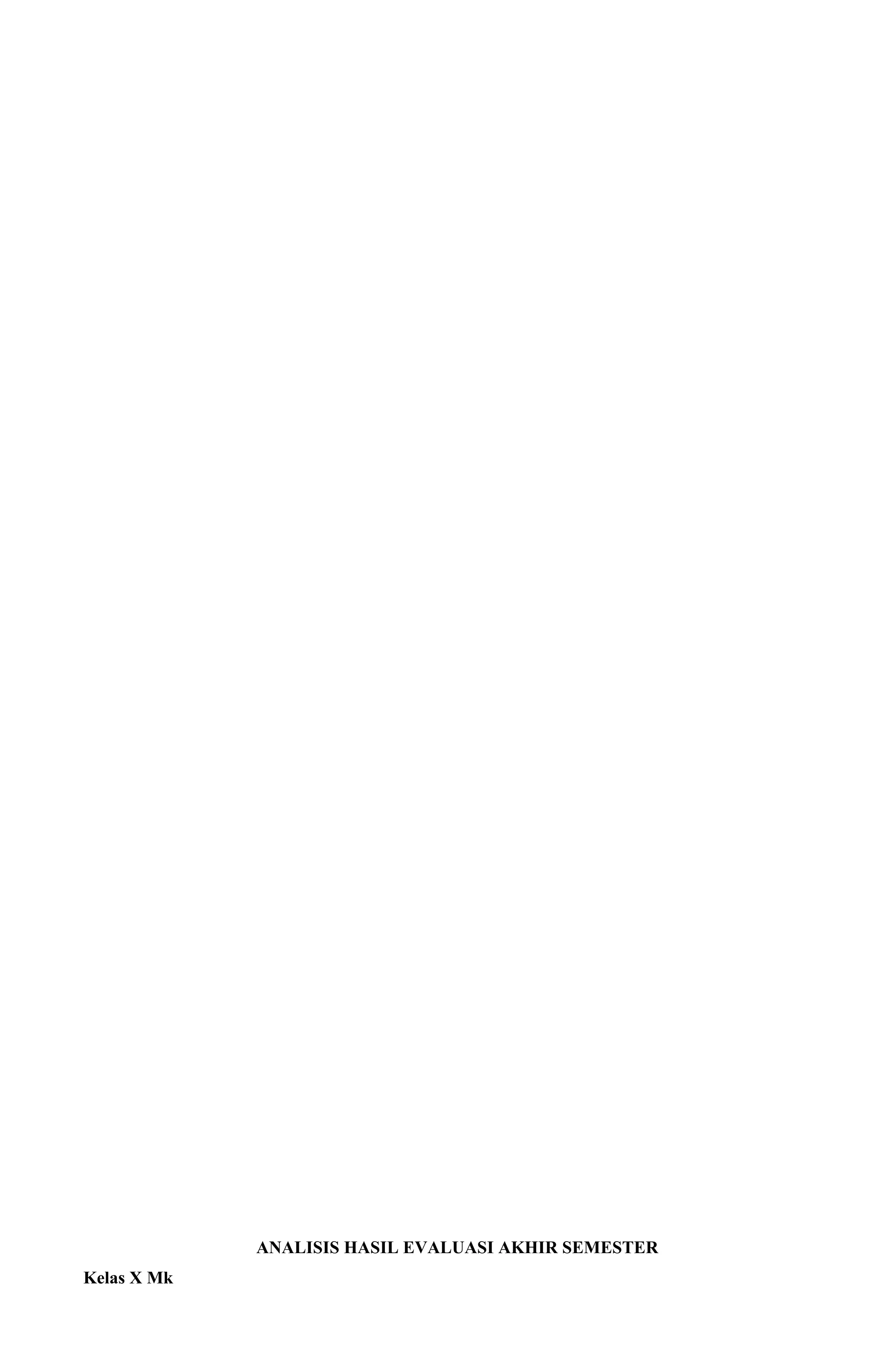 ANALISIS HASIL EVALUASI AKHIR SEMESTER
Kelas X Mk
 