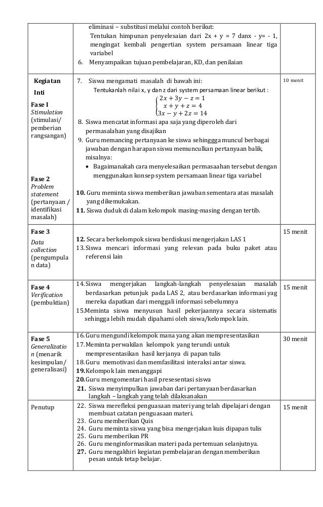 Rpp sistem persamaan linear 3 variabel sma n 5 manisah