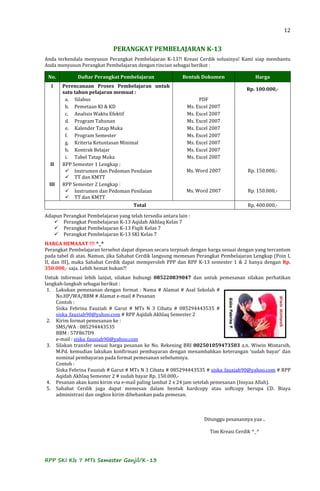 RPP SKI Kelas 7 MTs K-13 contoh | PDF