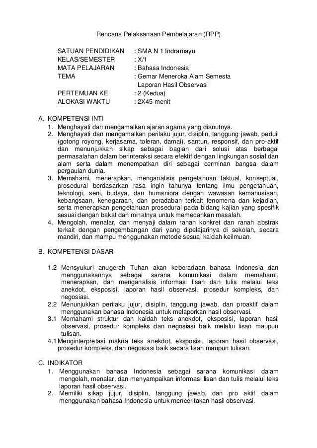 Rpp sma bahasa indonesia kelas 10 se 1 tema gemar meneroka 