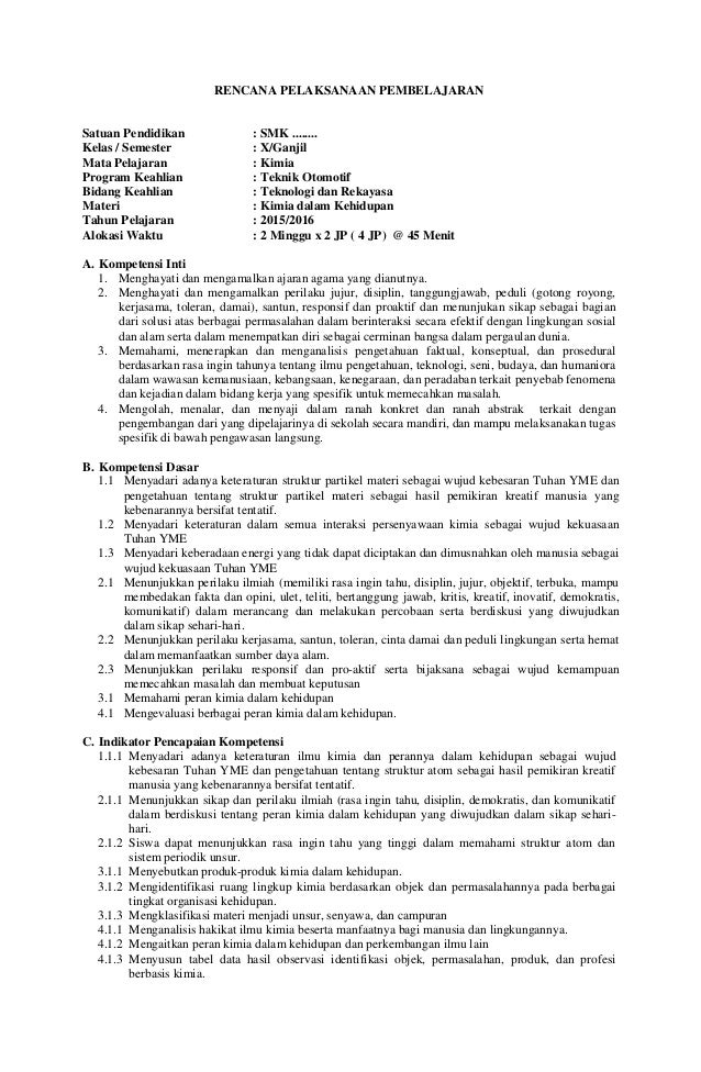 Perangkat Pembelajaran Kelas Xi K Perangkat Pembelajaran Kimia Kelas X Xi