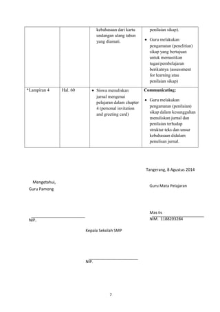 Rpp kurikulum 2013 SMP kelas 8 - Invitation Card