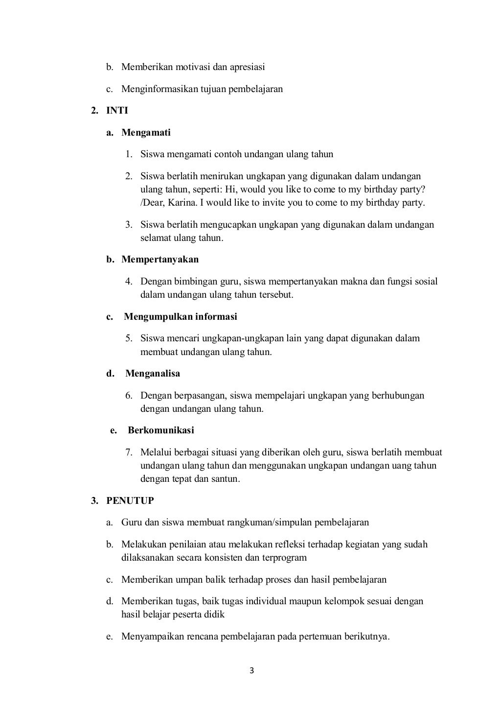 Rpp kurikulum 2013 SMP kelas 8 Invitation Card