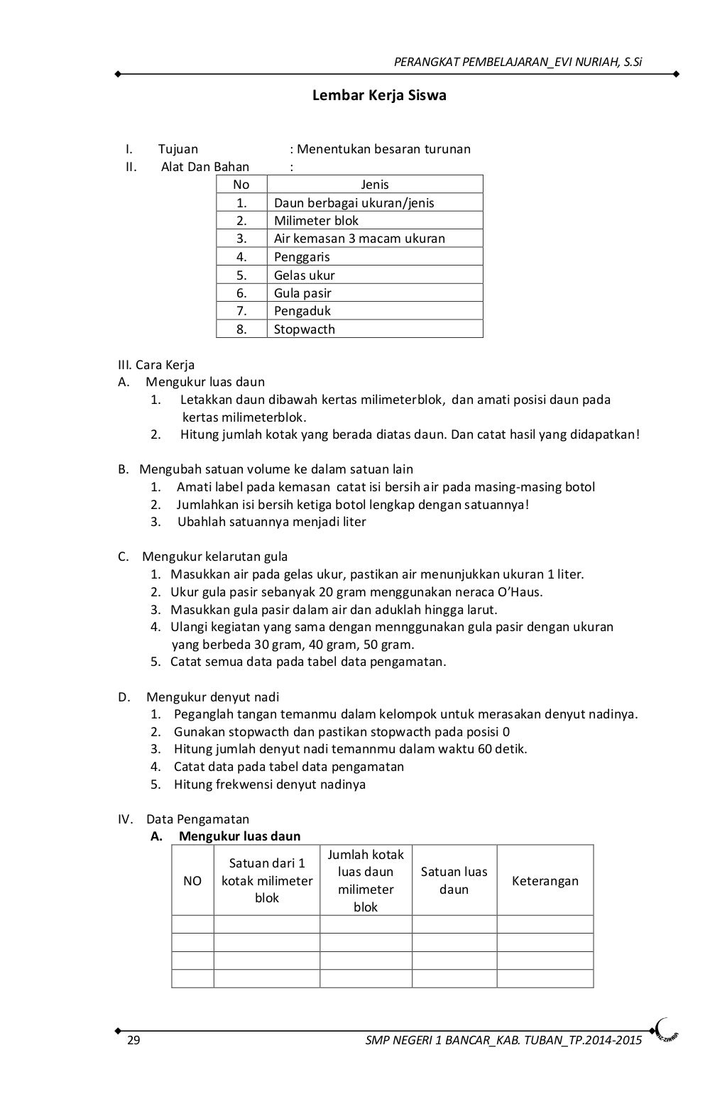 RPP KURIKULUM 2013 IPA SMP KELAS 7 SEMESTER1