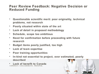 <ul><li>Peer Review Feedback: Negative Decision or Reduced Funding </li></ul><ul><li>Questionable scientific merit: poor o...