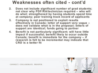 <ul><li>Weaknesses often cited - cont’d </li></ul><ul><li>Does not include significant number of grad students; not clear ...