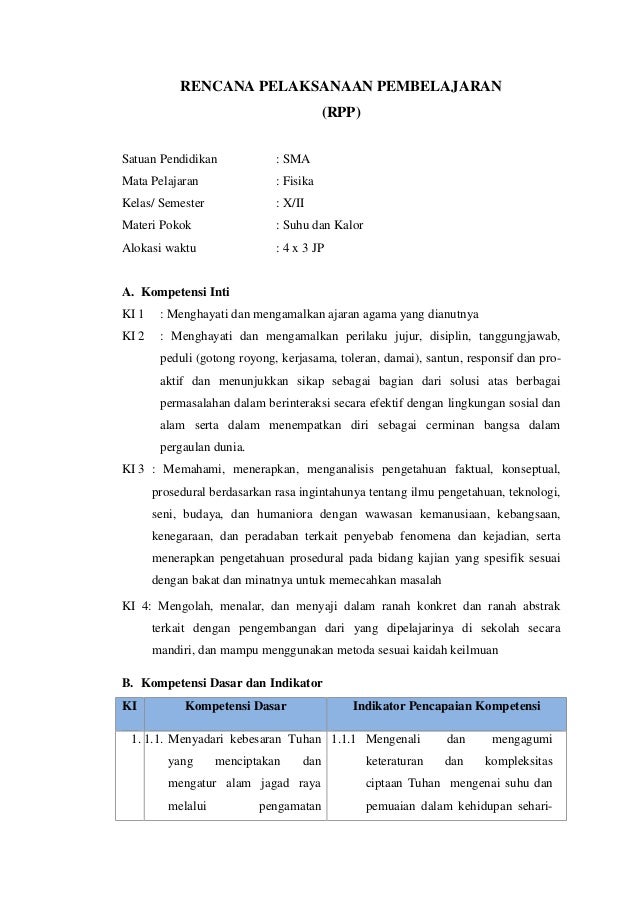 Rpp Suhu Kalor Sma Rpp Suhu Kalor Sma