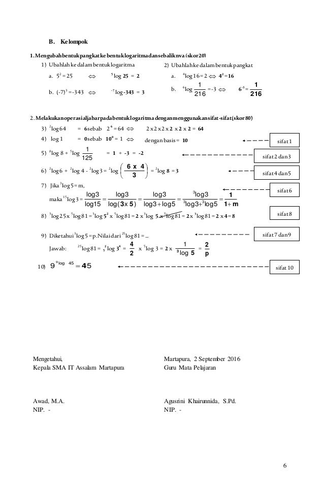 Rpp supervisi logaritma sma it assalam