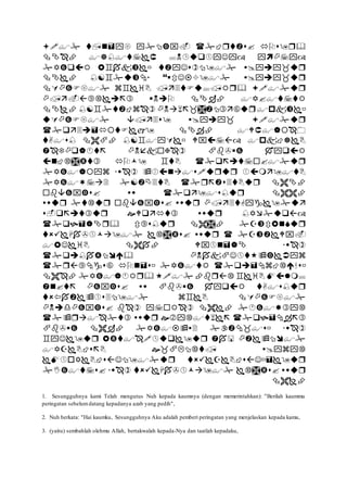 
































1. Sesungguhnya kami Telah mengutus Nuh kepada kaumnya (dengan memerintahkan): "Berilah kaummu
peringatan sebelumdatang kepadanya azab yang pedih",
2. Nuh berkata: "Hai kaumku, Sesungguhnya Aku adalah pemberi peringatan yang menjelaskan kepada kamu,
3. (yaitu) sembahlah olehmu Allah, bertakwalah kepada-Nya dan taatlah kepadaku,
 