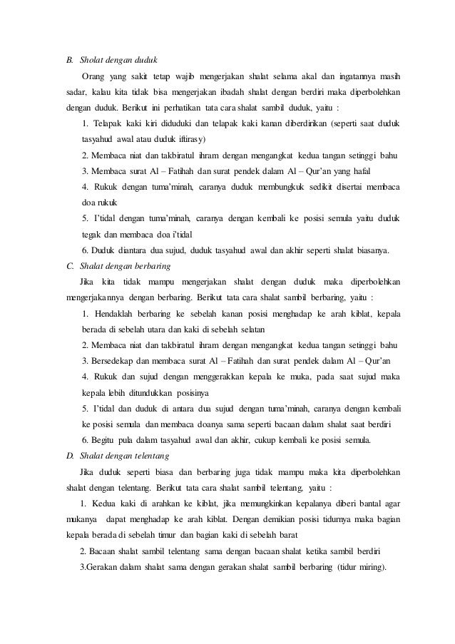 RPP Sholat Bagi Orang Sakit