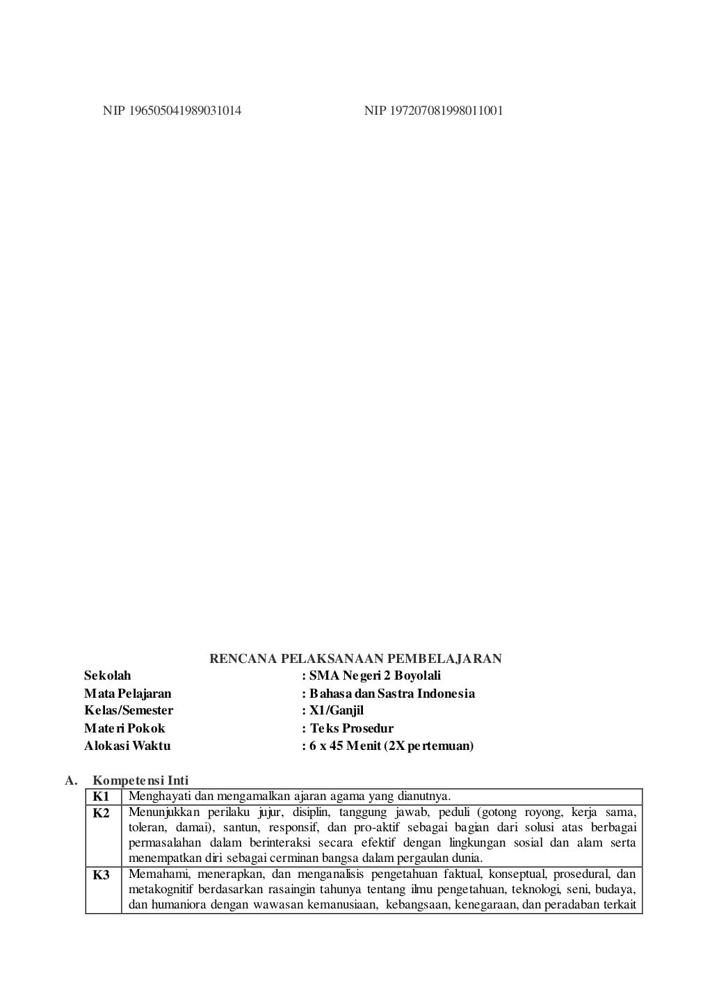 Rpp teks prosedur lengkap