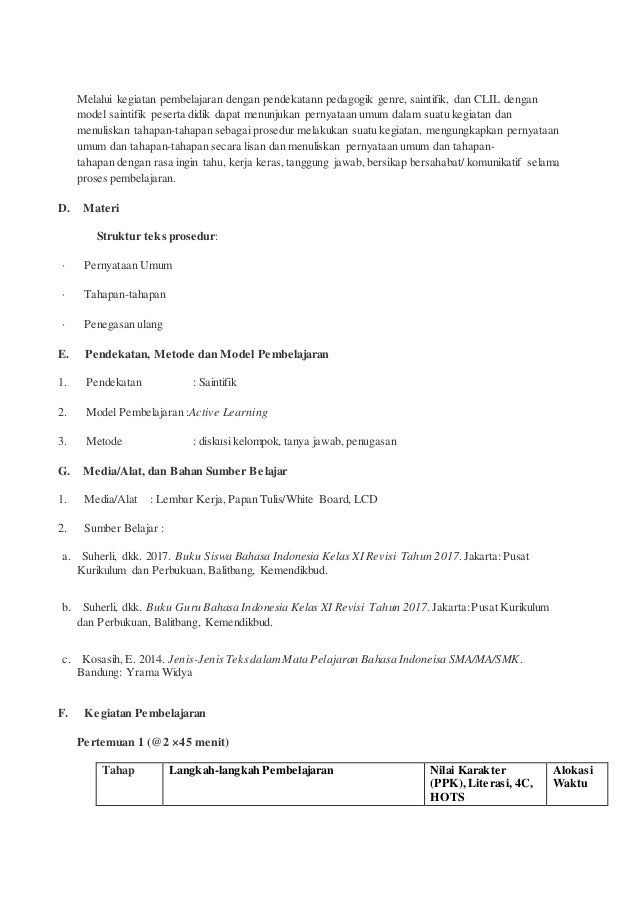Rpp Teks Prosedur Lengkap