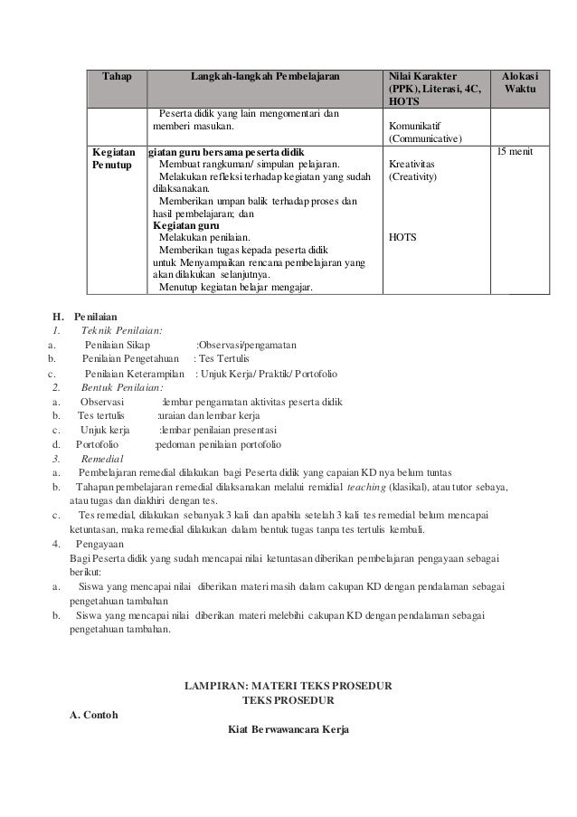 Rpp Teks Prosedur Lengkap